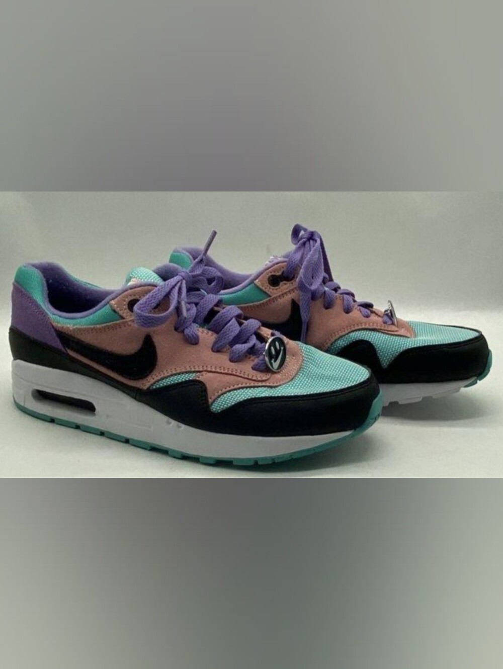 Air Max 1 GS 'Have A Nike Day' Teal Pink Black Low-Top Sneakers Size 6YLike New - Picture 3 of 11